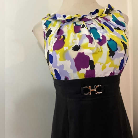 AB Studio Women’s Black Floral ColorBlock Sleeveless Stretching Sheath Dress - Picture 2 of 9